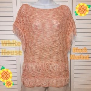 WHBM NWOT Fringe Peach Sparkly Sweater
